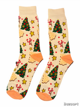 Load image into Gallery viewer, Christmas Tree Gold Star Socks