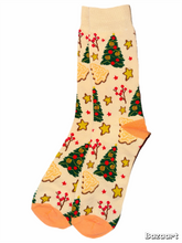 Load image into Gallery viewer, Christmas Tree Gold Star Socks