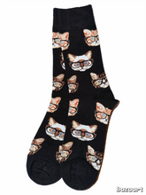 Load image into Gallery viewer, Tabby Cat in Reading Glasses Socks