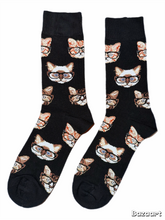 Load image into Gallery viewer, Tabby Cat in Reading Glasses Socks