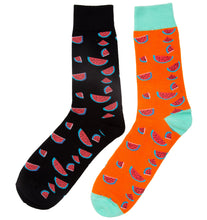 Load image into Gallery viewer, odd socks black adn orange watermelon