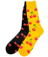 Load image into Gallery viewer, black and yellow cheery socks