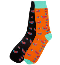 Load image into Gallery viewer, black and orange watermelon socks
