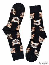 Load image into Gallery viewer, Tabby Cat in Reading Glasses Socks
