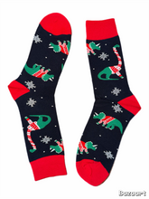 Load image into Gallery viewer, Christmas Dinosaur Socks

