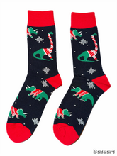 Load image into Gallery viewer, Christmas Dinosaur Socks
