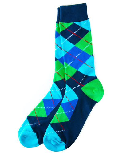 blue green argyle socks