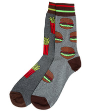 Load image into Gallery viewer, french fry burger odd socks grey
