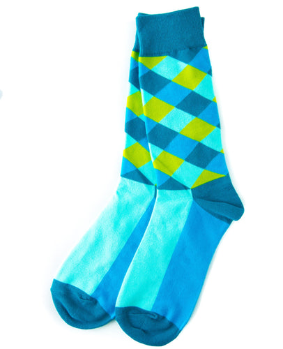 green and blue golf socks