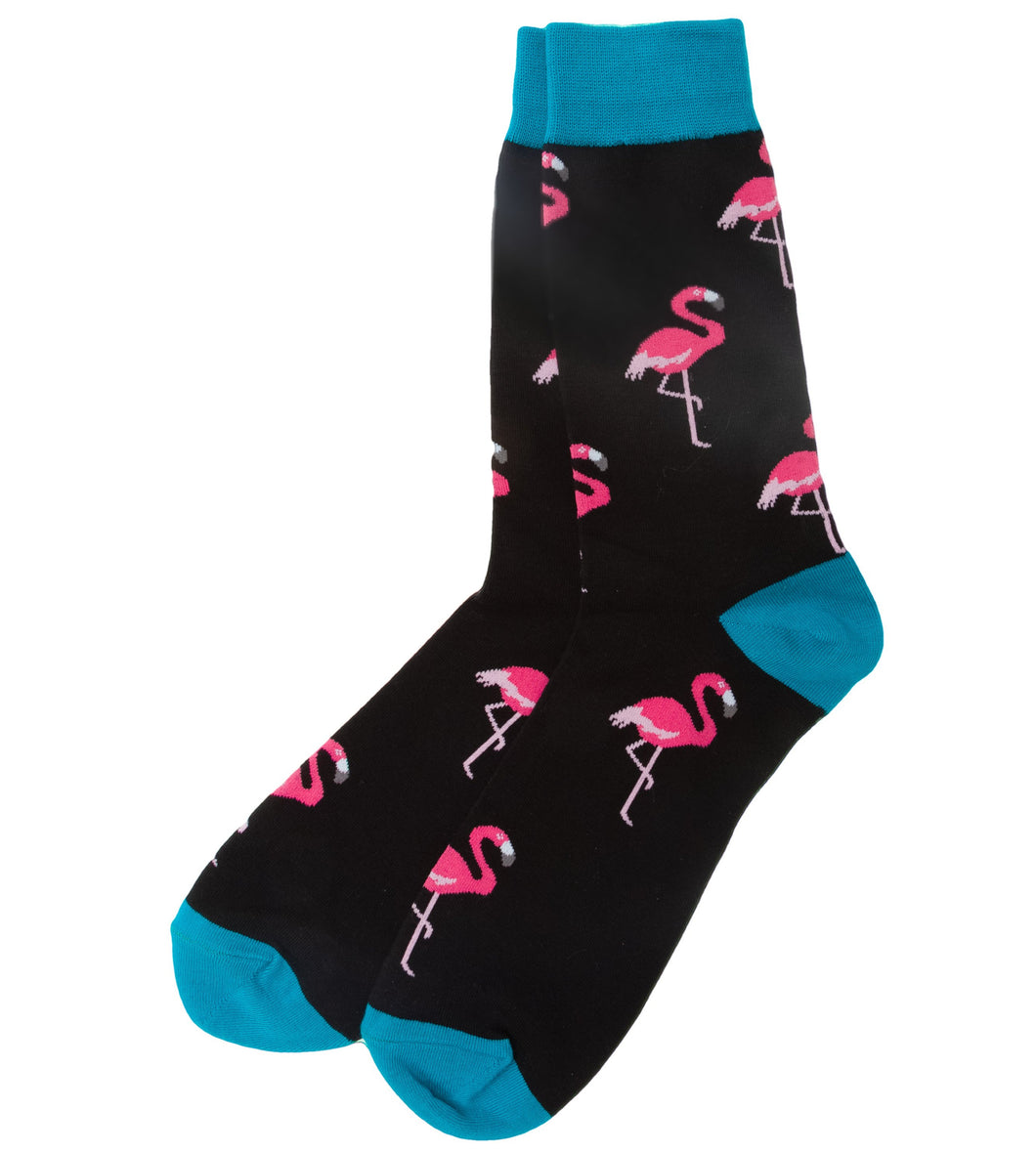 pink flamingo black socks