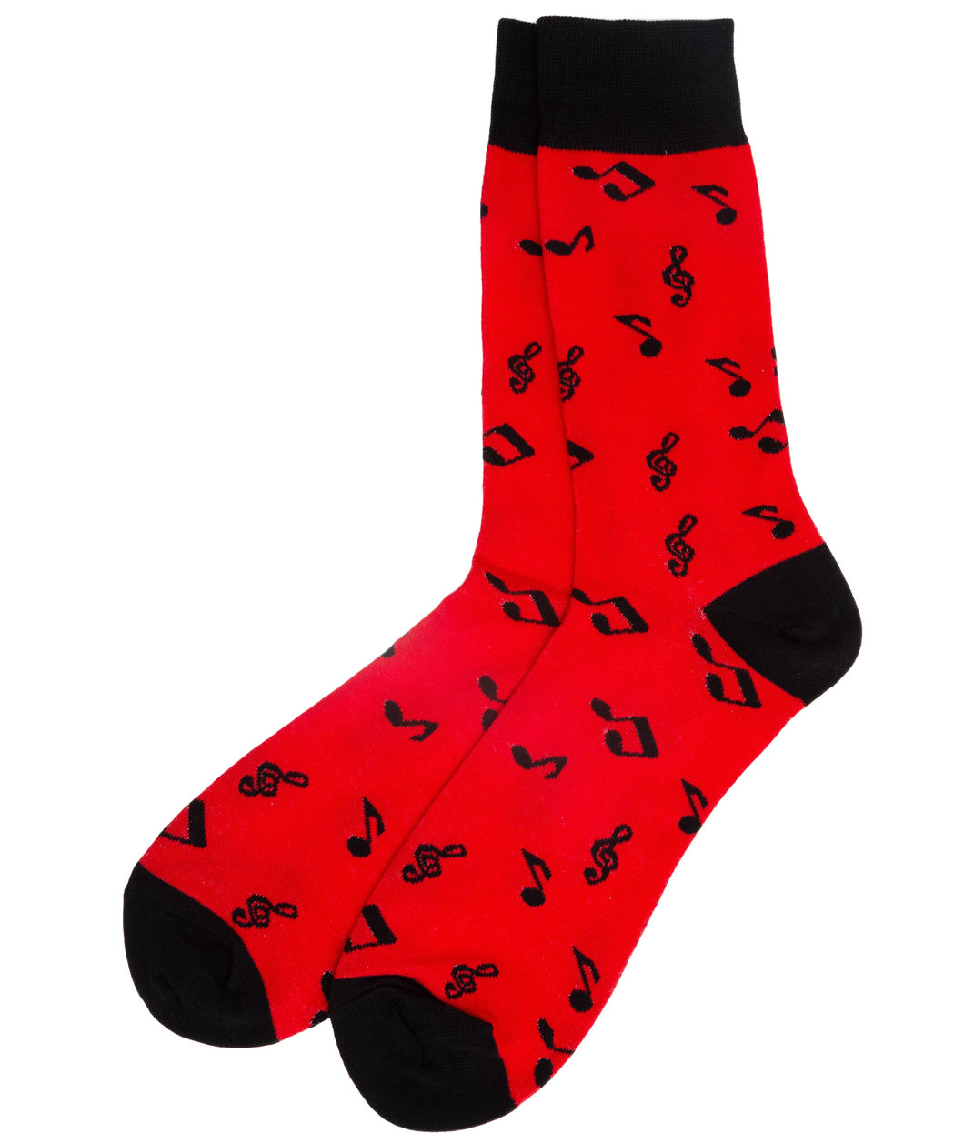 music note socks bright red and black