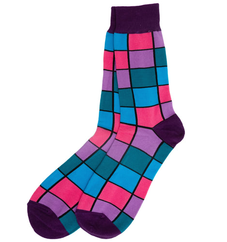 pink purple square socks