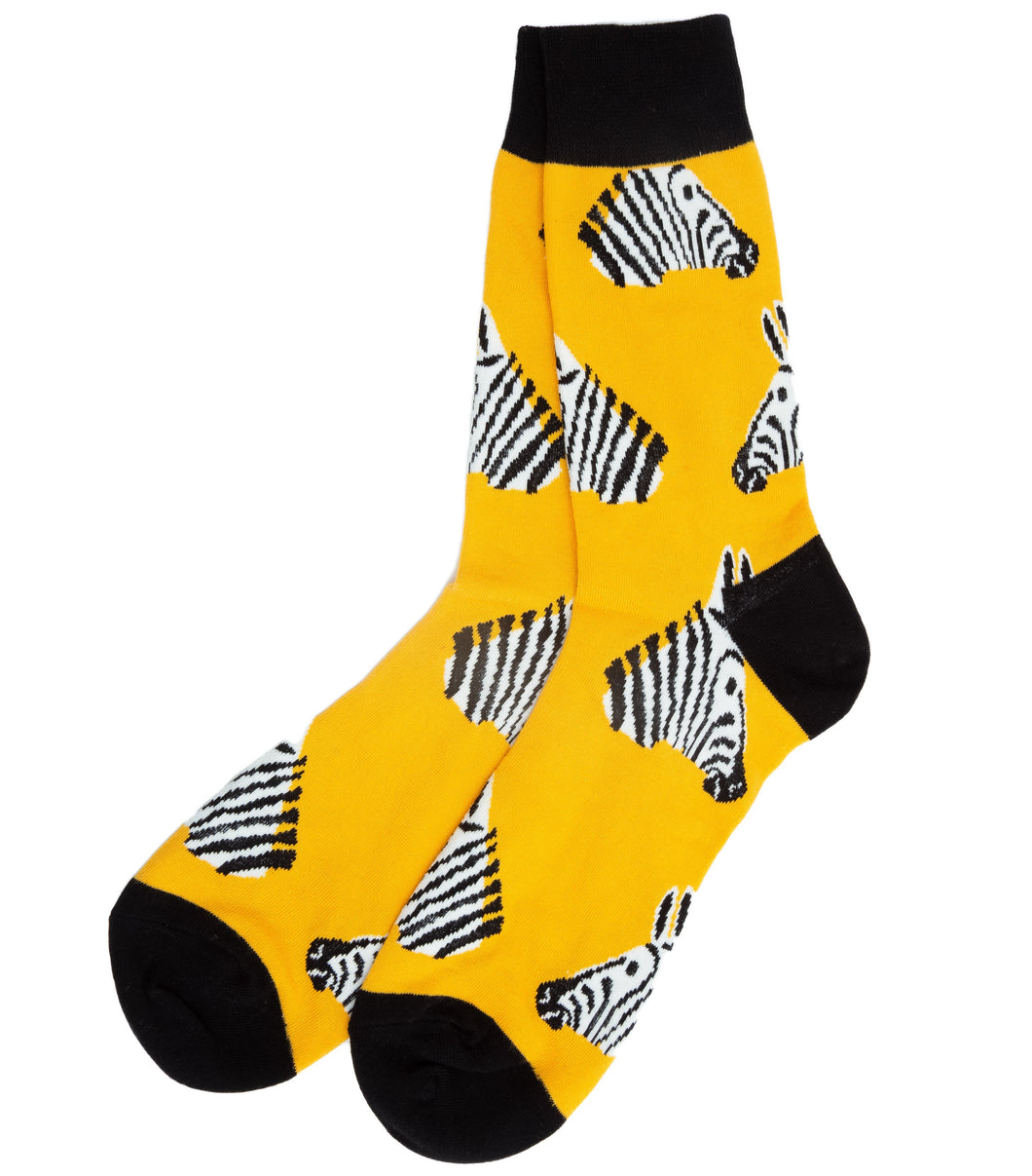 zebra face socks yellow black